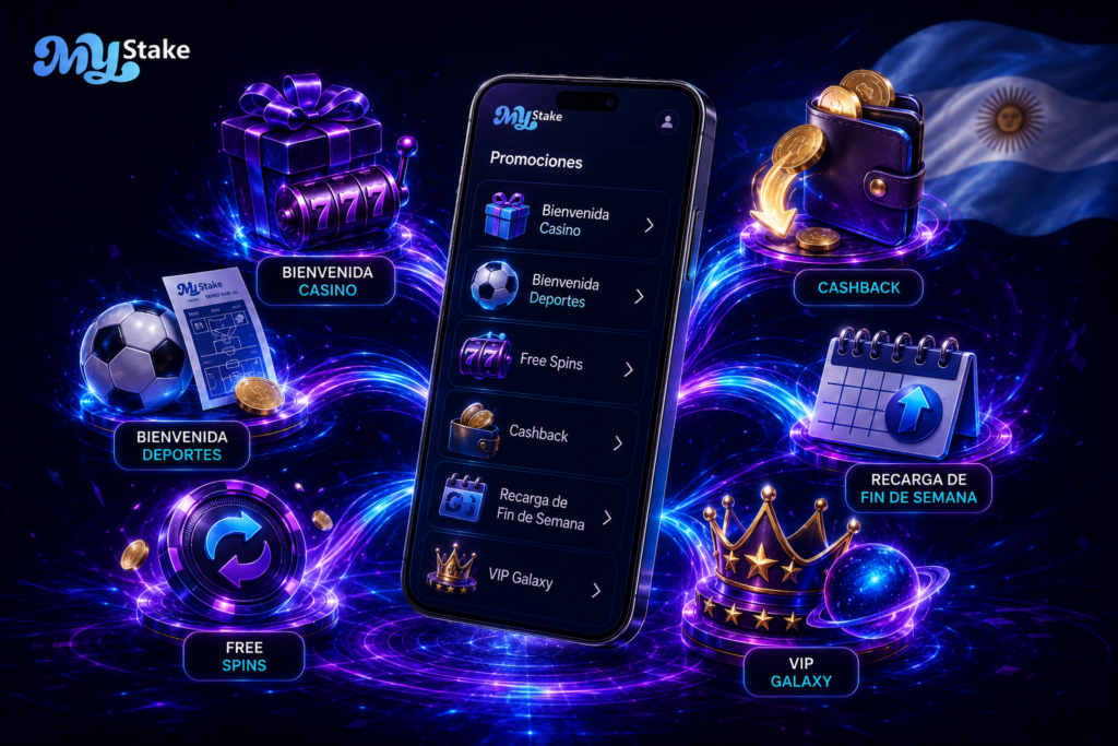 Casino welcome, bono deportivo, free spins, cashback, weekend reload y VIP Galaxy en MyStake